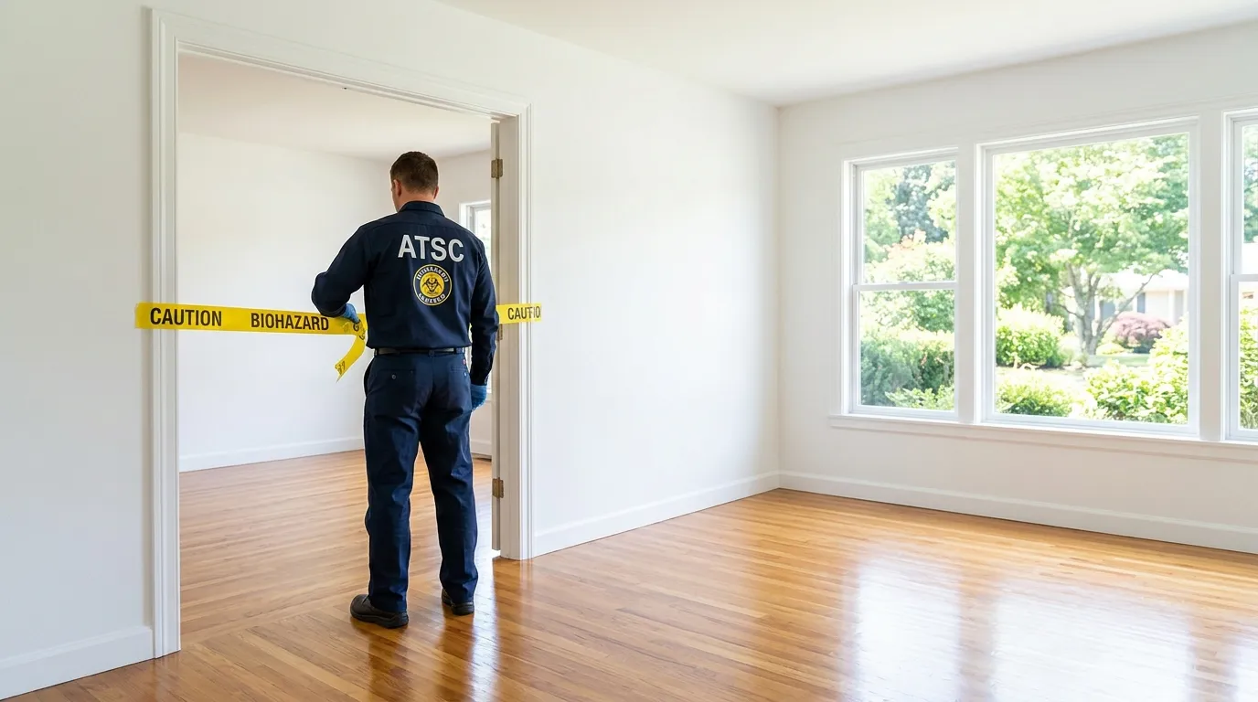 Certified biohazard cleanup crew performing Trauma Scene Cleanup in Saco